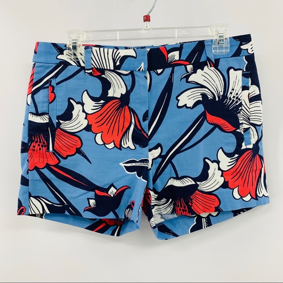 J. Crew Pants - J. Crew Blue White Pink Floral Flat Front Shorts